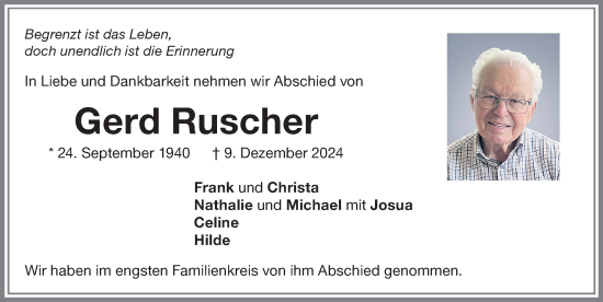 Traueranzeige von Gerd Ruscher von Memminger Zeitung