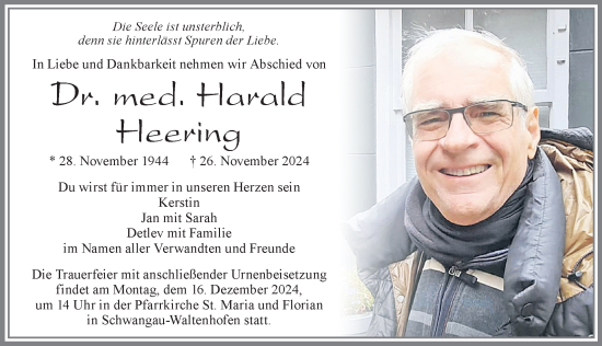 Traueranzeige von Harald Heering von Allgäuer Zeitung, Füssen