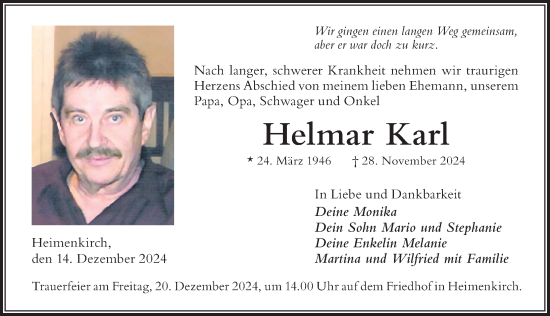 Traueranzeige von Helmar Karl von Der Westallgäuer