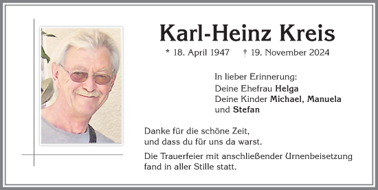 Traueranzeige von Karl-Heinz Kreis von Allgäuer Zeitung,Kempten