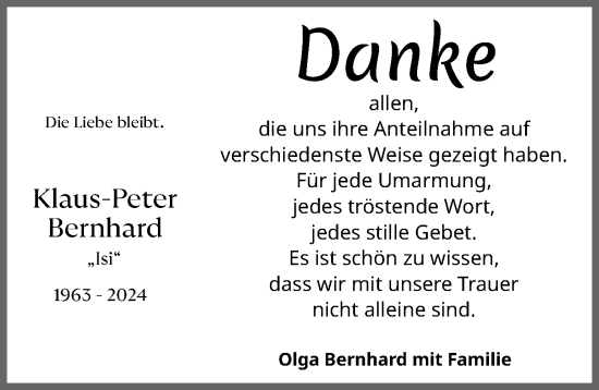 Traueranzeige von Klaus-Peter Bernhard von Allgäuer Zeitung, Füssen