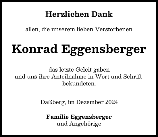Traueranzeige von Konrad Eggensberger von Memminger Zeitung