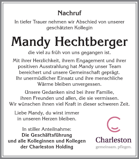 Traueranzeige von Mandy Hechtberger von Allgäuer Zeitung, Füssen