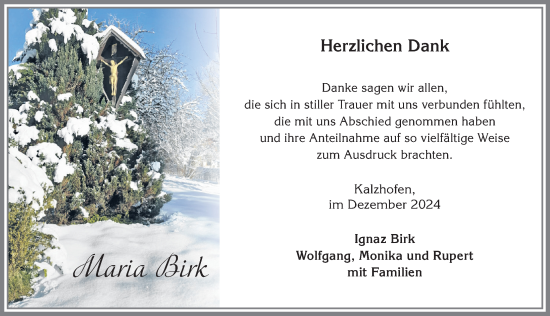 Traueranzeige von Maria Birk von Allgäuer Anzeigeblatt
