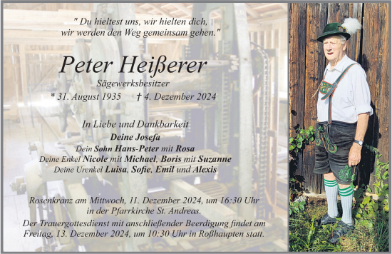 Traueranzeige von Peter Heißerer von Allgäuer Zeitung, Füssen