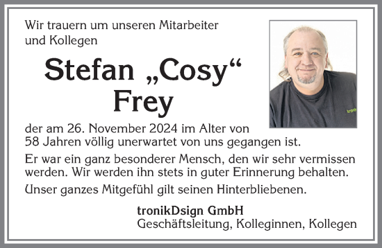Traueranzeige von Stefan Frey von Allgäuer Zeitung,Kempten
