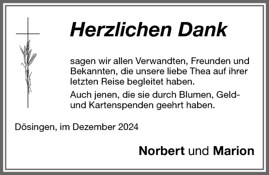 Traueranzeige von Thea  von Allgäuer Zeitung, Kaufbeuren/Buchloe