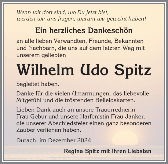 Traueranzeige von Wilhelm Udo Spitz von Allgäuer Zeitung,Kempten