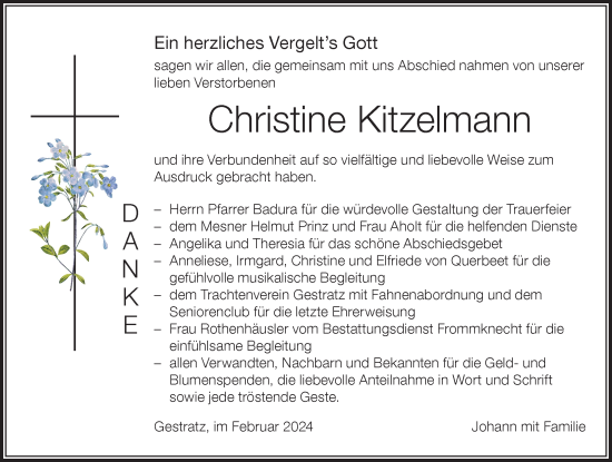 Traueranzeige von Christine Kitzelmann von Der Westallgäuer