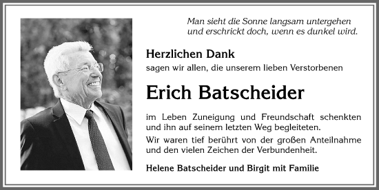 Traueranzeige von Erich Batscheider von Allgäuer Zeitung,Kempten