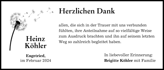 Traueranzeige von Heinz Köhler von Memminger Zeitung