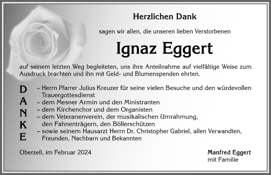 Traueranzeige von Ignaz Eggert von Allgäuer Zeitung, Kaufbeuren/Buchloe