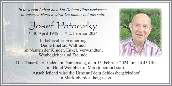 Traueranzeige von Josef Potoczky von Allgäuer Zeitung, Marktoberdorf