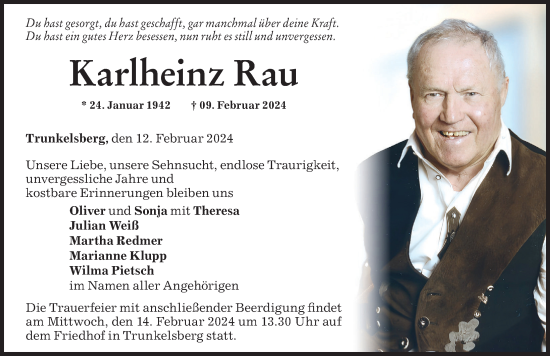 Traueranzeige von Karlheinz Rau von Memminger Zeitung