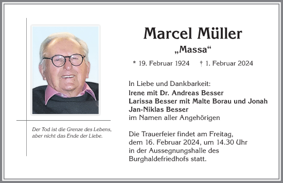 Traueranzeige von Marcel Müller von Allgäuer Zeitung,Kempten