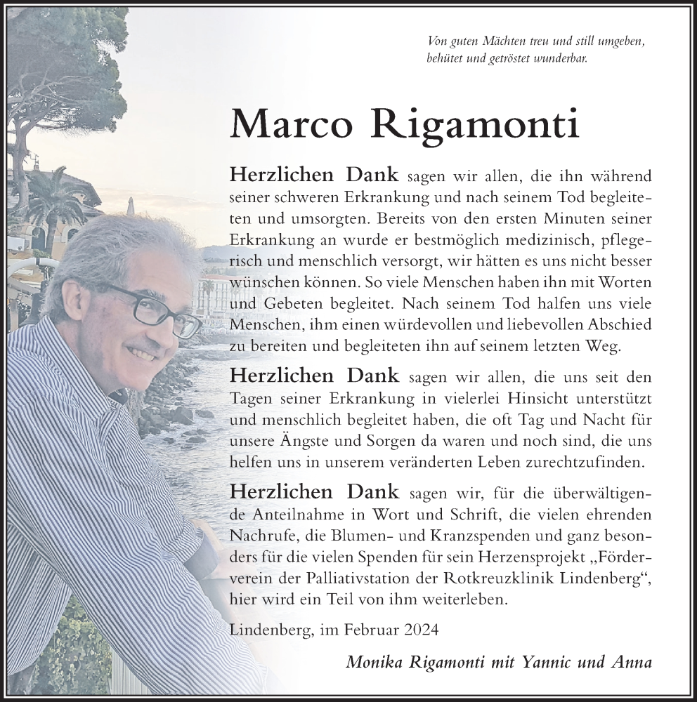  Traueranzeige für Marco Rigamonti vom 24.02.2024 aus Der Westallgäuer