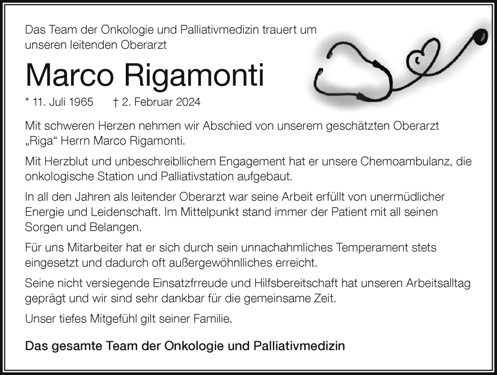  Traueranzeige für Marco Rigamonti vom 10.02.2024 aus Der Westallgäuer