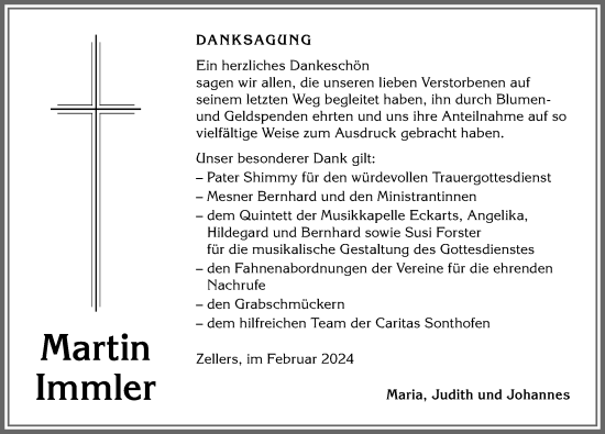 Traueranzeige von Martin Immler von Allgäuer Anzeigeblatt