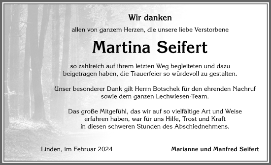 Traueranzeige von Martina Seifert von Allgäuer Zeitung, Kaufbeuren/Buchloe