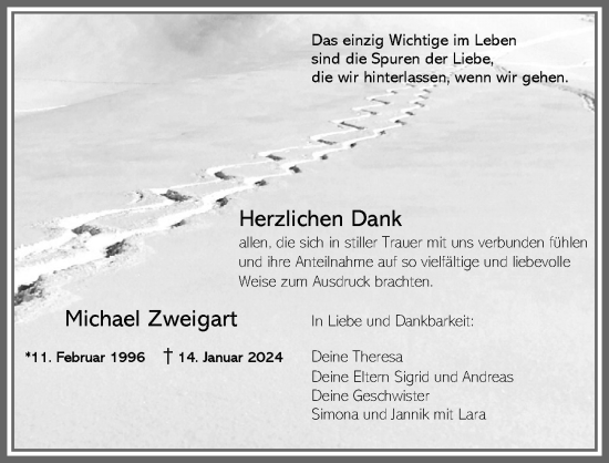 Traueranzeige von Michael Zweigart von Allgäuer Anzeigeblatt