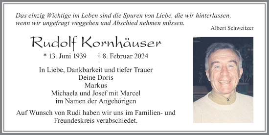 Traueranzeige von Albert Schweitzer von Allgäuer Zeitung, Marktoberdorf