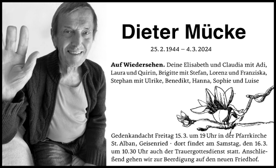 Traueranzeige von Dieter Mücke von Allgäuer Zeitung, Marktoberdorf