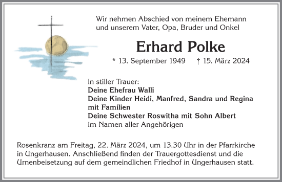 Traueranzeige von Erhard Polke von Memminger Zeitung