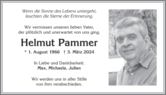 Traueranzeige von Helmut Pammer von Allgäuer Anzeigeblatt