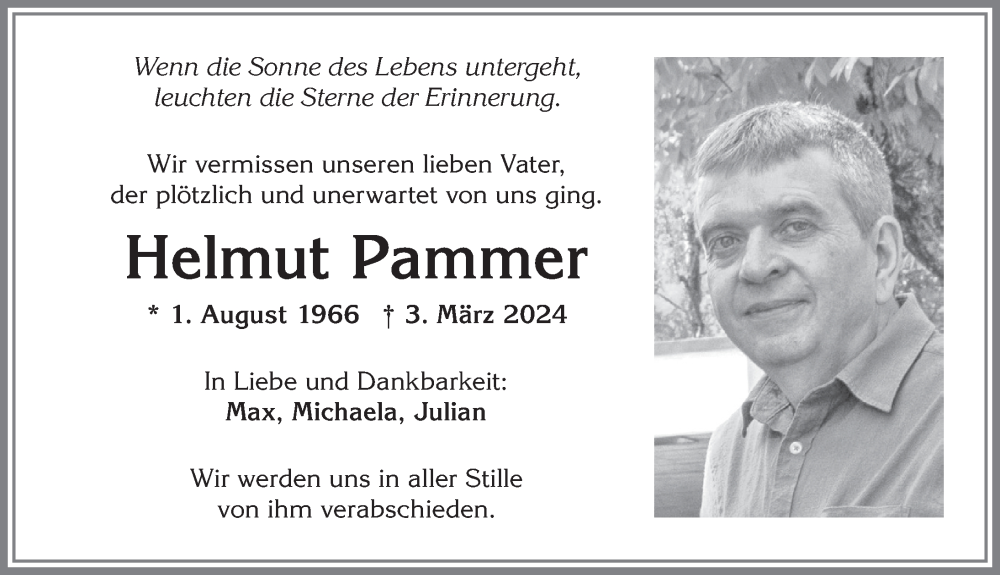  Traueranzeige für Helmut Pammer vom 16.03.2024 aus Allgäuer Anzeigeblatt