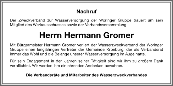 Traueranzeige von Hermann Gromer von Memminger Zeitung