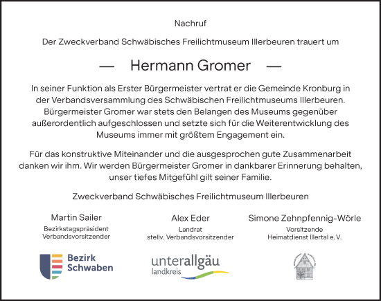 Traueranzeige von Hermann Gromer von Memminger Zeitung