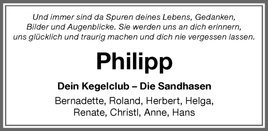 Traueranzeige von Philipp  von Memminger Zeitung