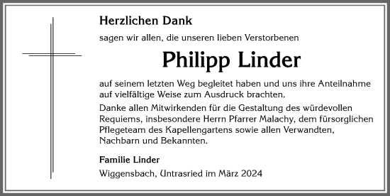 Traueranzeige von Philipp Linder von Allgäuer Zeitung,Kempten