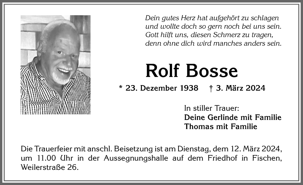  Traueranzeige für Rolf Bosse vom 09.03.2024 aus Allgäuer Anzeigeblatt