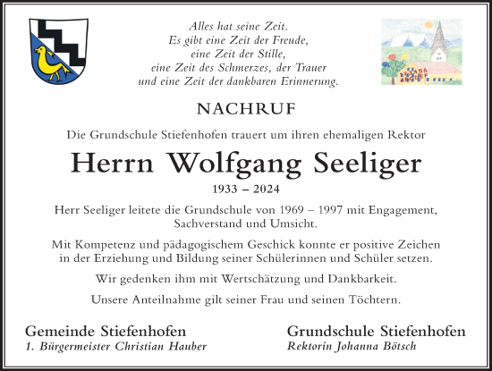 Traueranzeige von Wolfgang Seeliger von Der Westallgäuer