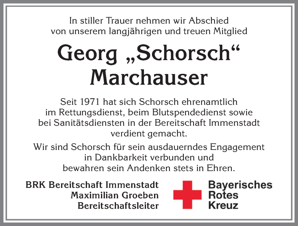  Traueranzeige für Georg Marchauser vom 02.04.2024 aus Allgäuer Anzeigeblatt