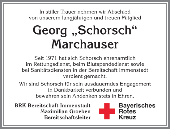 Traueranzeige von Georg Marchauser von Allgäuer Anzeigeblatt