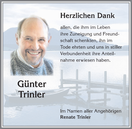 Traueranzeige von Günter Trinler von Allgäuer Zeitung, Marktoberdorf