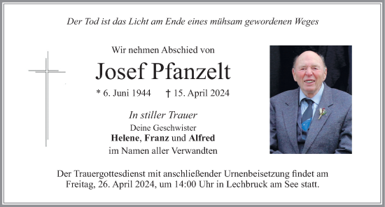 Traueranzeige von Josef Pfanzelt von Allgäuer Zeitung, Füssen