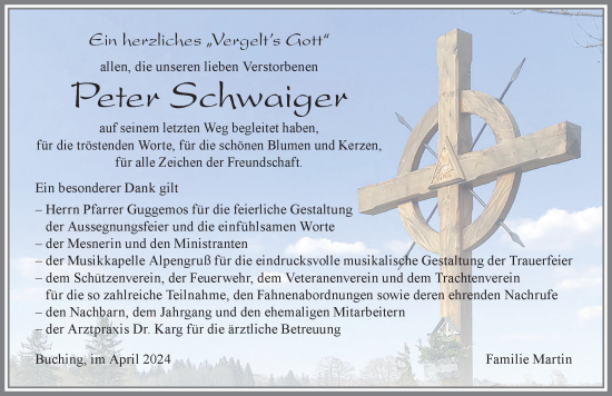 Traueranzeige von Peter Schwaiger von Allgäuer Zeitung, Füssen