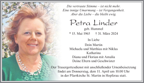 Traueranzeige von Petra Linder von Allgäuer Zeitung, Füssen