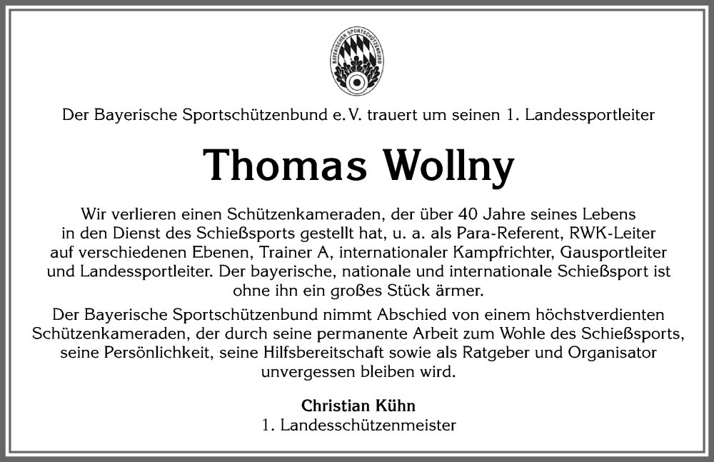  Traueranzeige für Thomas Wollny vom 16.04.2024 aus Allgäuer Zeitung, Gesamtausgabe