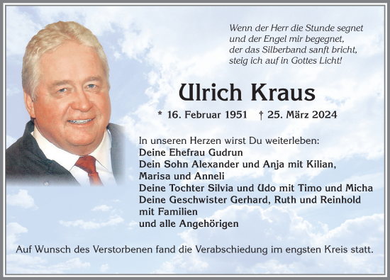 Traueranzeige von Ulrich Kraus von Allgäuer Zeitung, Kaufbeuren/Buchloe
