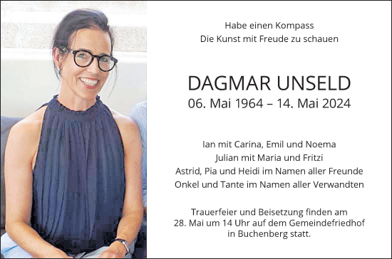 Traueranzeige von Dagmar Unseld von Allgäuer Zeitung,Kempten