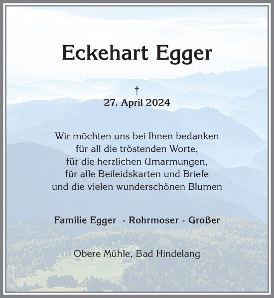 Traueranzeige von Eckehart Egger von Allgäuer Anzeigeblatt