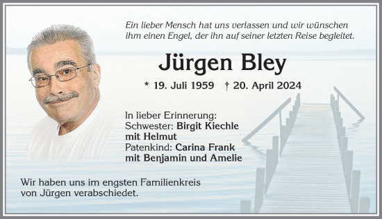 Traueranzeige von Jürgen Bley von Allgäuer Zeitung,Kempten