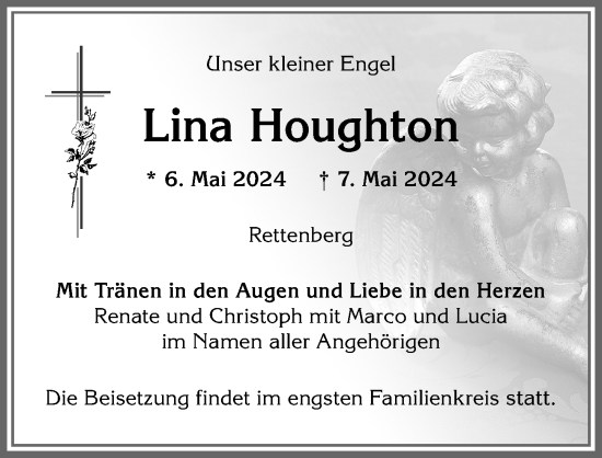 Traueranzeige von Lina Houghton von Allgäuer Anzeigeblatt