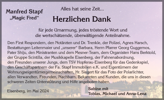 Traueranzeige von Manfred Stapf von Allgäuer Zeitung, Füssen