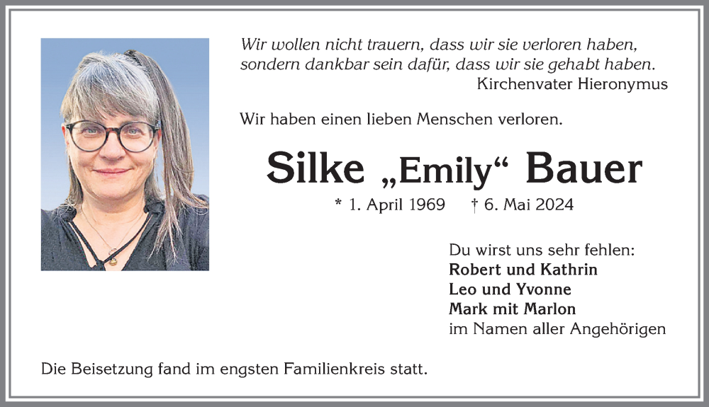  Traueranzeige für Silke 