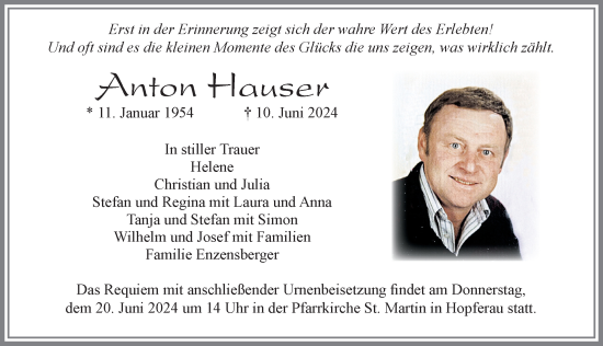 Traueranzeige von Anton Hauser von Allgäuer Zeitung, Füssen